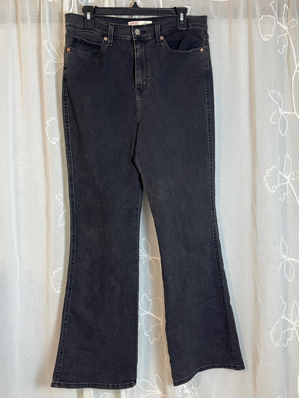 Levi's Dark Black Flared High-Rise Jeans
